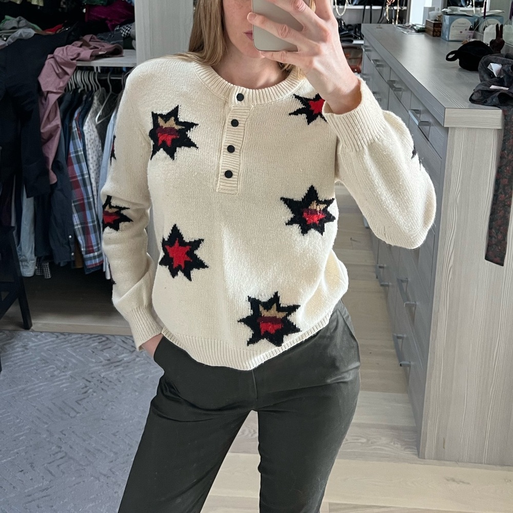 Scotch and Soda off white sweater with star print